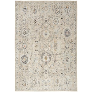 Oushak Home Cream 6 ft. x 7 ft. Floral Traditional Area Rug