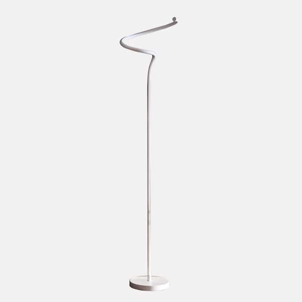 ElaineMinimal 53 in. White Industrial Farmhouse 1-Light Arc Floor Lamp for Living Room with Metal Shade