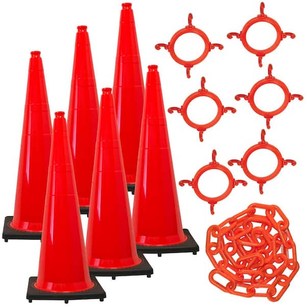 Mr. Chain 36 in. Traffic Orange Traffic Cone and Chain Kit