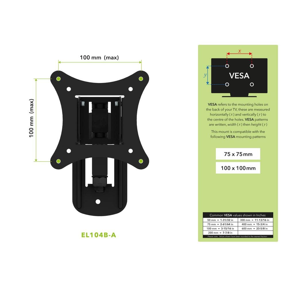 Black Steel Full Motion Dual Arm TV Wall Mount for 12"-25" Screens