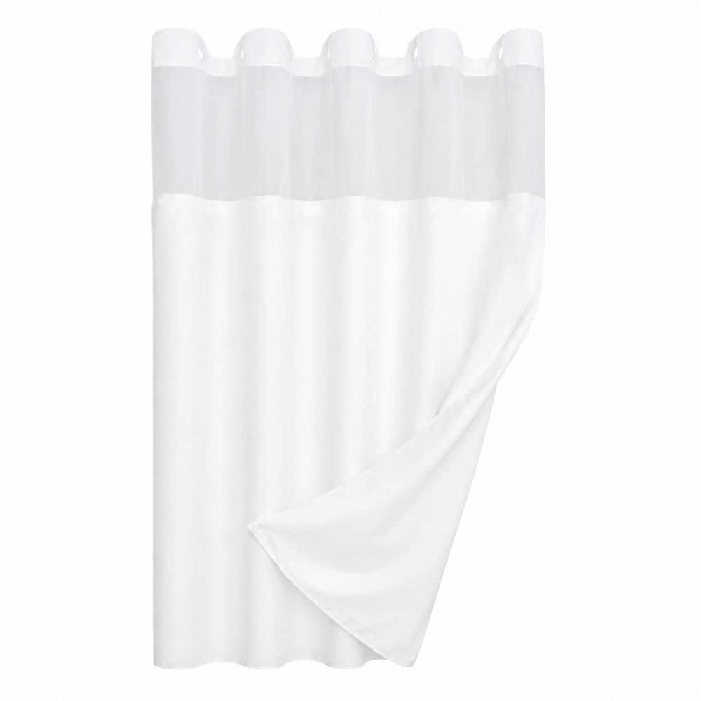 71 in. W x 74 in. L White No Hook Shower Curtain Set with Snap-In Liner and Window price history on PriceWatchPro