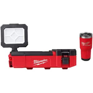 M12 12-Volt Lithium-Ion Cordless PACKOUT Flood Light with USB Charging and 30 oz. PACKOUT Tumbler
