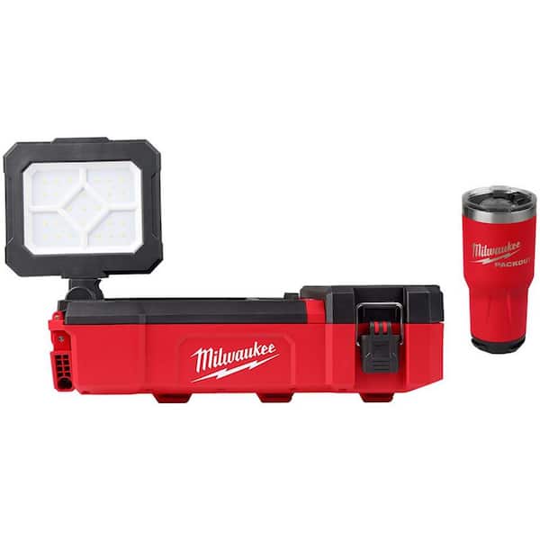 Milwaukee M12 12-Volt Lithium-Ion Cordless PACKOUT Flood Light with USB Charging and 30 oz. PACKOUT Tumbler