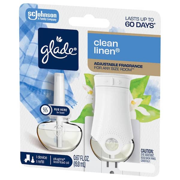 Glade 0.67 fl. oz. Clean Linen Scented Oil Plug In Air Freshener Starter Kit 305858