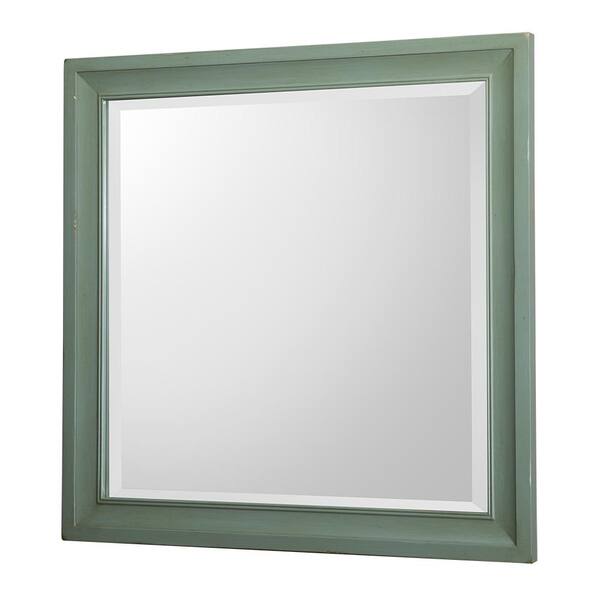 Home Decorators Collection 30 in. W x 30 in. H Framed Square Bathroom Vanity Mirror in Antique Green