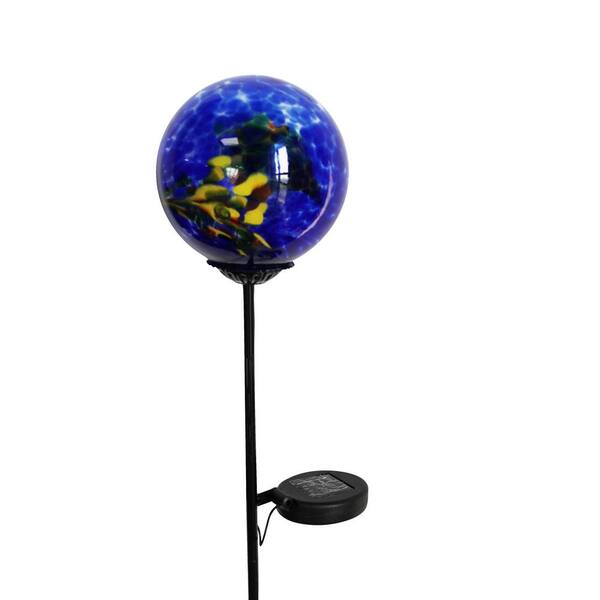 Moonrays 12 in. Solar Integrated LED Swirled Glass Globe Pathway Stake Light