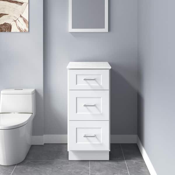HOMLUX Rockport 15 in. W x 21 in. D x 34.5 in. H Ready to Assemble Bath Vanity Cabinet without Top in Shaker White