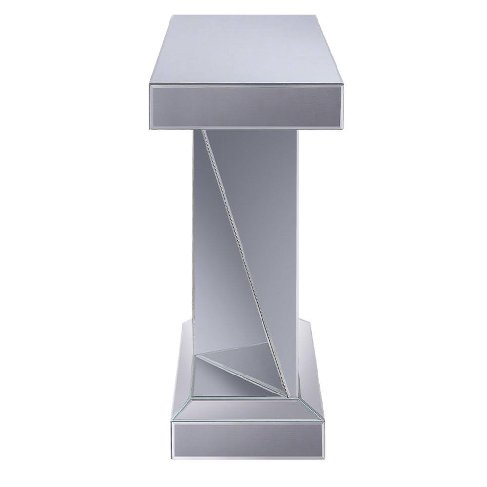 47" Mirrored Wood Console Table with Faux Diamonds