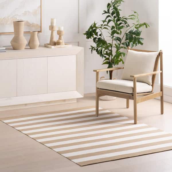 Banks Stripe Handwoven Khaki 10 ft. x 14 ft. Outdoor Area Rug