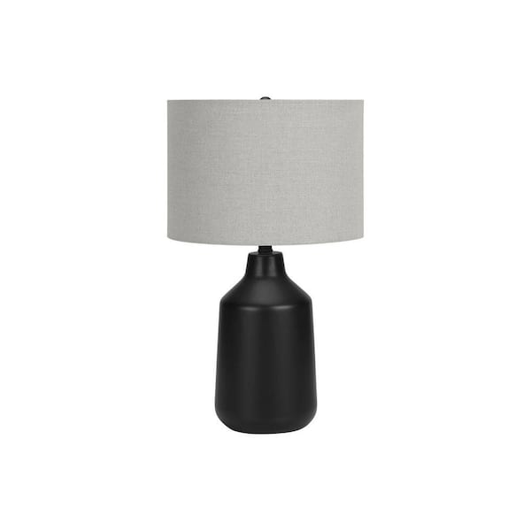 Contemporary 24 in. H Table Lamp with Grey Shade, Black Concrete,