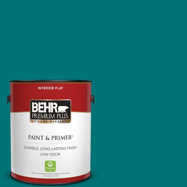 BEHR PREMIUM PLUS 1 gal. #T15-3 Essential Teal Flat Low Odor Interior Paint & Primer