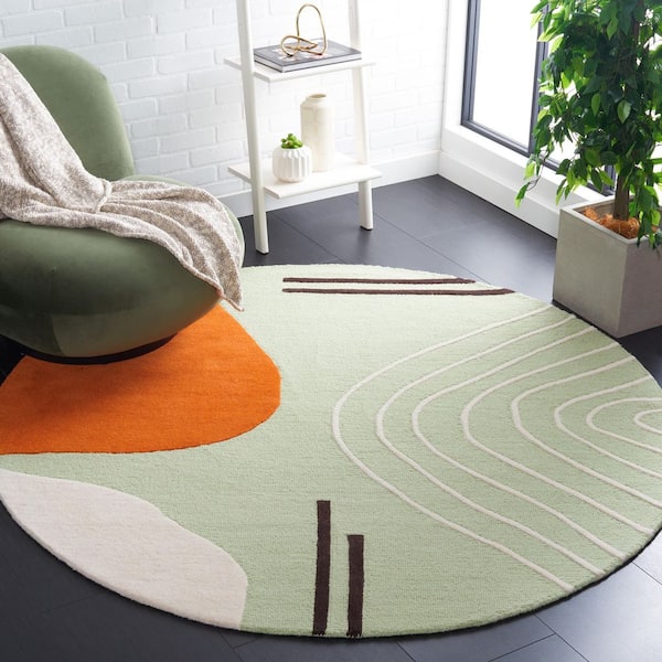 Rodeo Drive 6 ft. x 6 ft. Green/Rust Geometric Round Rug