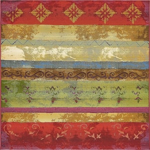 Outdoor Traditional Multi 6' 0 x 6' 0 Square Rug