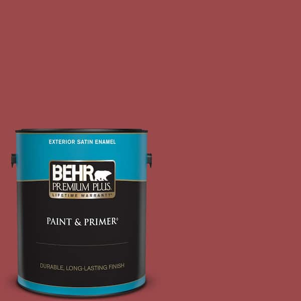 BEHR PREMIUM PLUS 1 gal. #ECC-10-3 Holly Berry Satin Enamel Exterior Paint & Primer