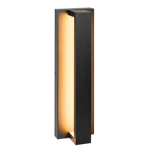 Integrated LED Outdoor Wall Light, Linear Black Sconce w/ Vertical Bar Modern Porch Light, 300 Lumens, 5 CCT 2700K-5000K