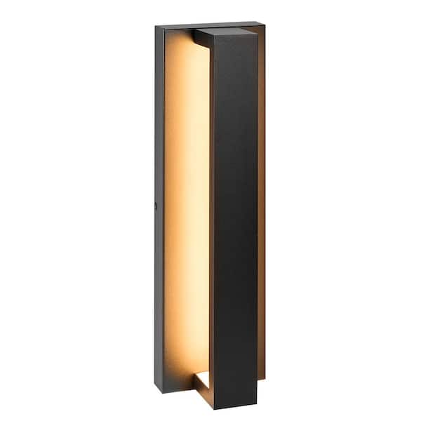 Maxxima Integrated LED Outdoor Wall Light, Linear Black Sconce w/ Vertical Bar Modern Porch Light, 300 Lumens, 5 CCT 2700K-5000K