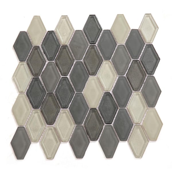 Art Deco Gray and Beige Mixed 11 in. x 11 in. Hexagon Glass Mosaic Wall Tile (13.6 sq. ft./case)