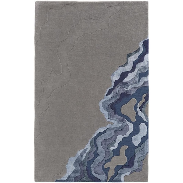 HomeRoots Blue, Gray Abstract 12 ft. x 15 ft. Area Rug