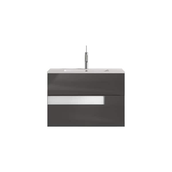 Vision 32 in. W x 18 in. D Bath Vanity in Grey and White with Ceramic Vanity Top in White with White Basin and Sink