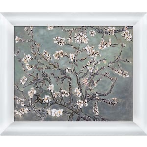 Branches of Almond Tree in Blossom by Originals Moderne Blanc Framed Abstract Painting Art Print 10.75 in. x 12.75 in.