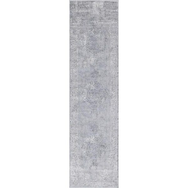 Unique Loom Portland Woodburn Light Gray 2 ft. 2 in. x 8 ft. Runner Rug