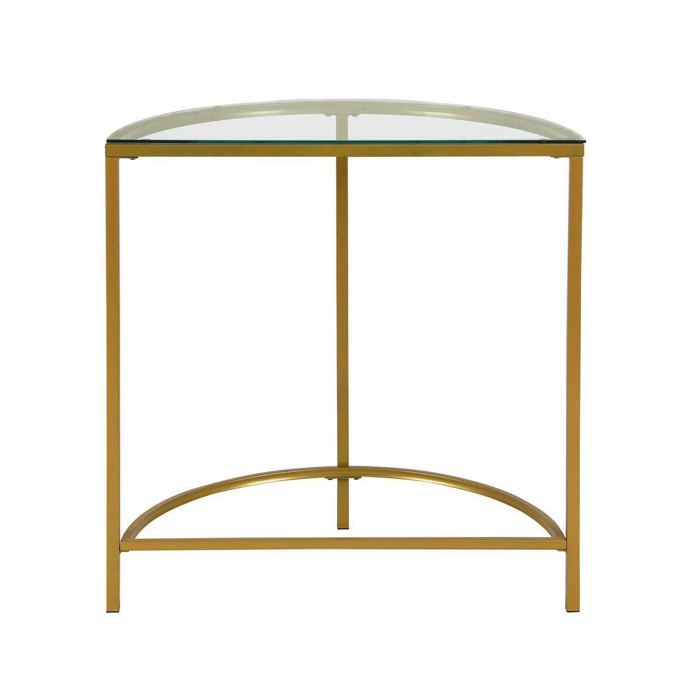Fenice Gold Metal and Glass Demilune Console Table