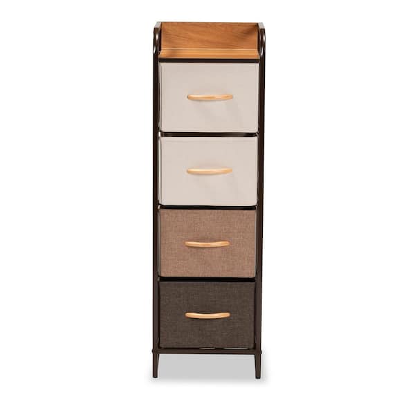 Baxton Studio Volkan Multi-Colored and Black 4-Drawer Storage Cabinet