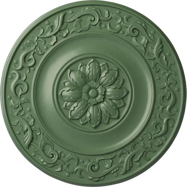 Ekena Millwork 2-3/4" x 47-5/8" x 47-5/8" Polyurethane Milan Ceiling, Hand-Painted Athenian Green