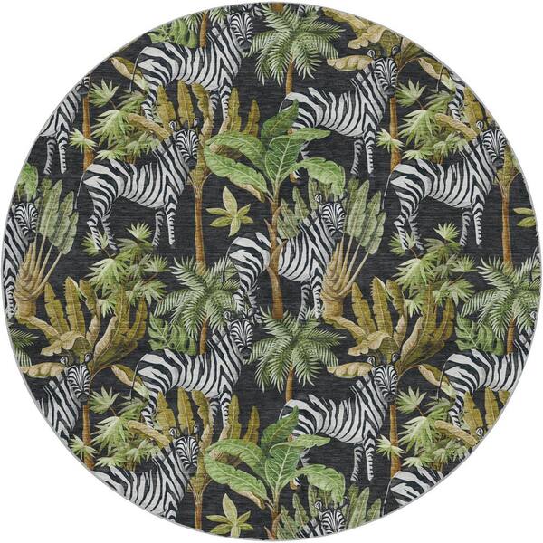 Dream Shag Premium Machine Washable Abstract ADS208 Midnight 8 ft. x 8 ft. Round Rug