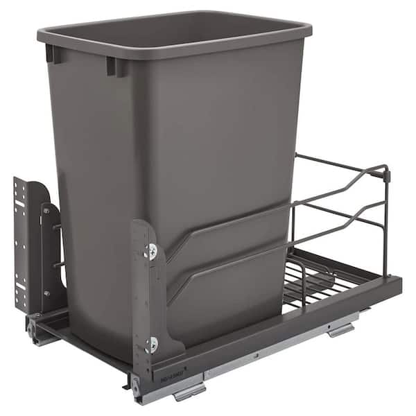 Gray Pull Out Kitchen Trash Can 35 qt. with Soft-Close