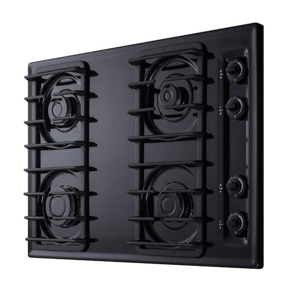 30 in. Gas Cooktop in Black with 4 Burners
