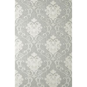 Florentine Grey Damask Wallpaper Sample