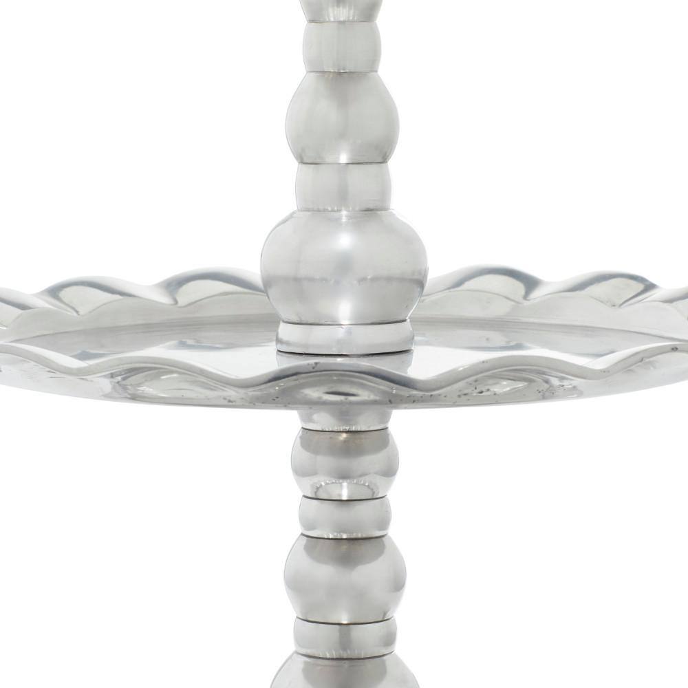 Silver Polished Aluminum 3-Tier Round Server