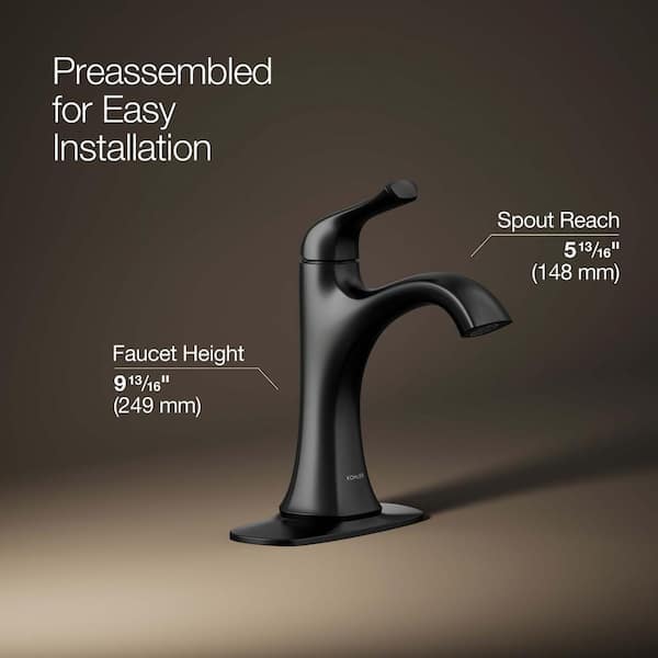 KOHLER Sundae Single Handle Single Hole Bathroom Faucet in Matte