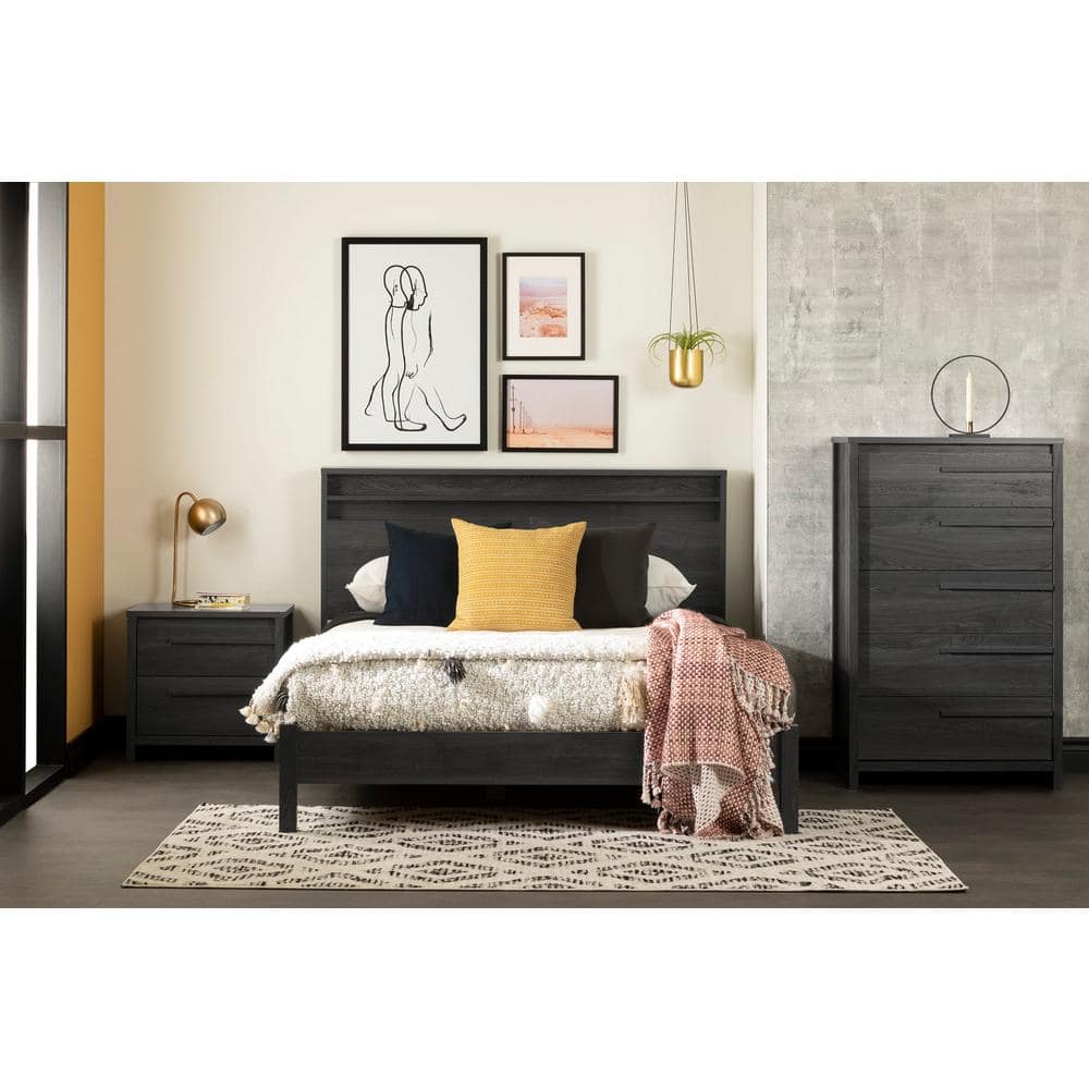 Gray Oak 5-Drawer Vertical Chest with Soft Close Drawer