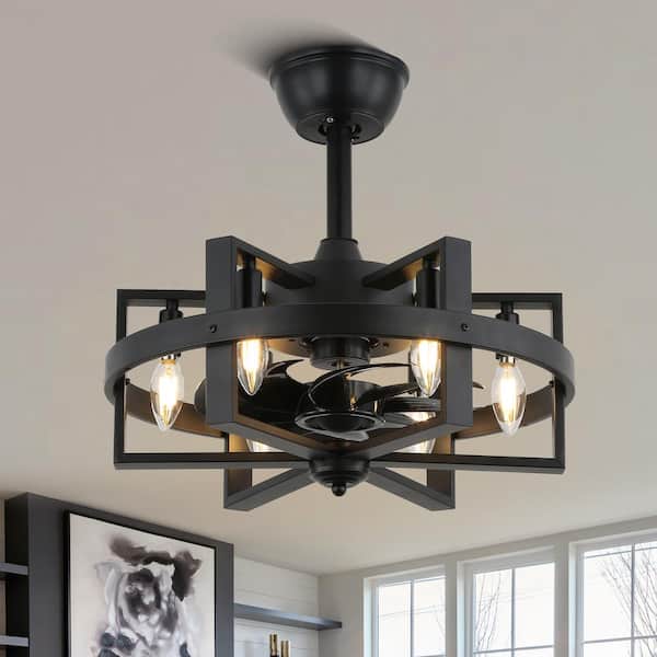 Bella Depot 18 in. Smart Indoor Black Metal Standard Ceiling Fan with Light and Remote