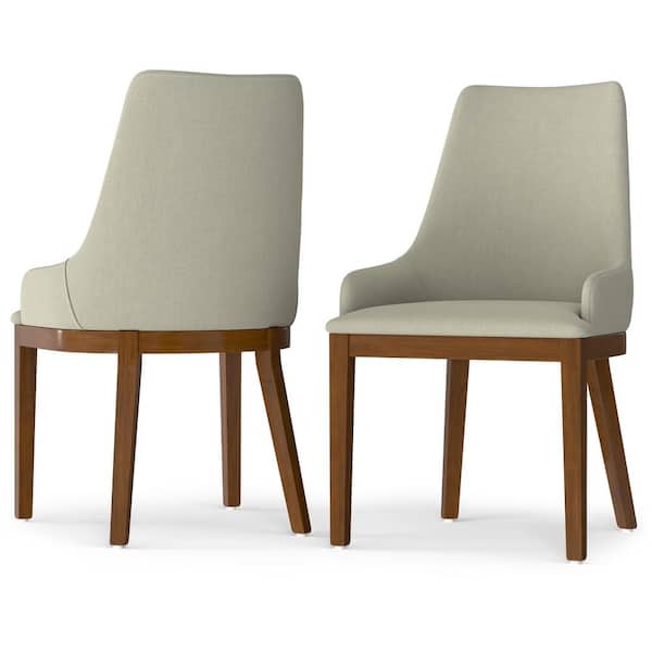 Stephanie Contemporary Dining Chair (Set of 2) in Natural Linen Look Fabric, Fully Assembled