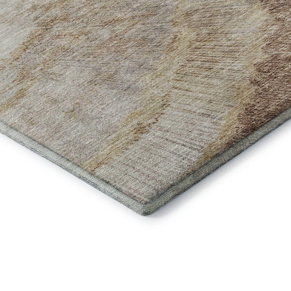 Mayfield Premium Machine Washable Indoor/Outdoor Geometric AMF650 Brown 9 ft. x 12 ft. Area Rug