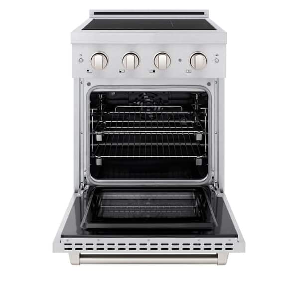 24 in. 3.2 cu. ft. Paramount Induction Range with 3 Element Cooktop and Electric Convection Oven in Satin Stainless