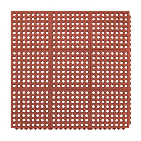 M+A Matting 1002135540 Tri-Grip Indoor Entrance Mat w/ Cleated Backing, 3'  x 5', Solid Red