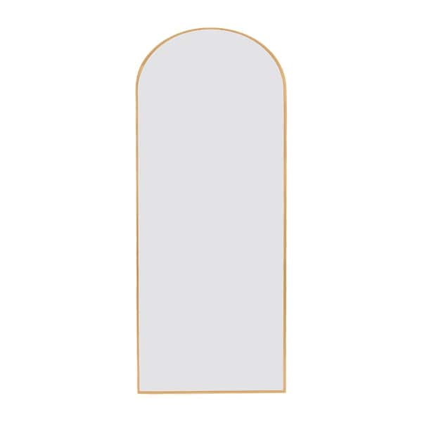 Diyuko 71 in. H x 27.5 in. W Modern Arched Shape Framed Gold Standing Mirror Full Length Floor Mirror