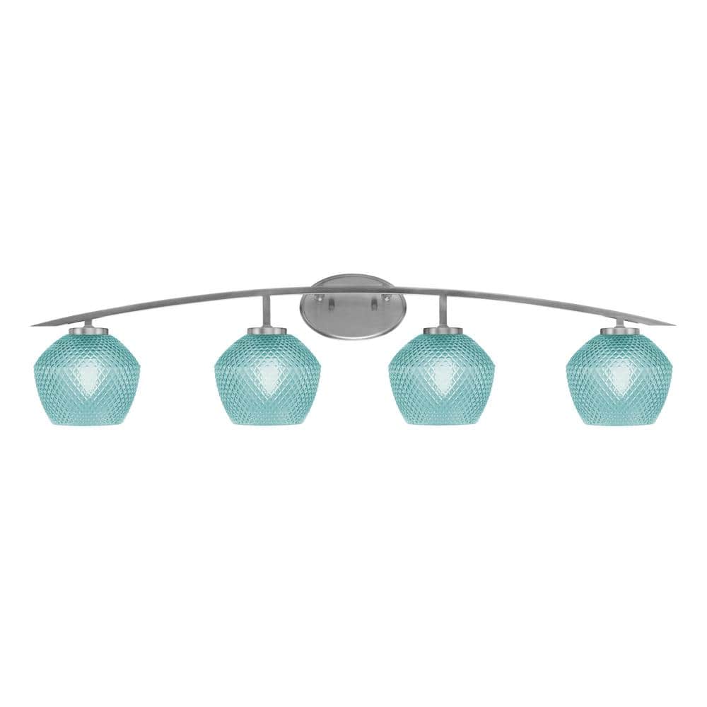 Siena 40 in. 4-Light Graphite Vanity-Light Graphite with 6 in. Turquoise Te