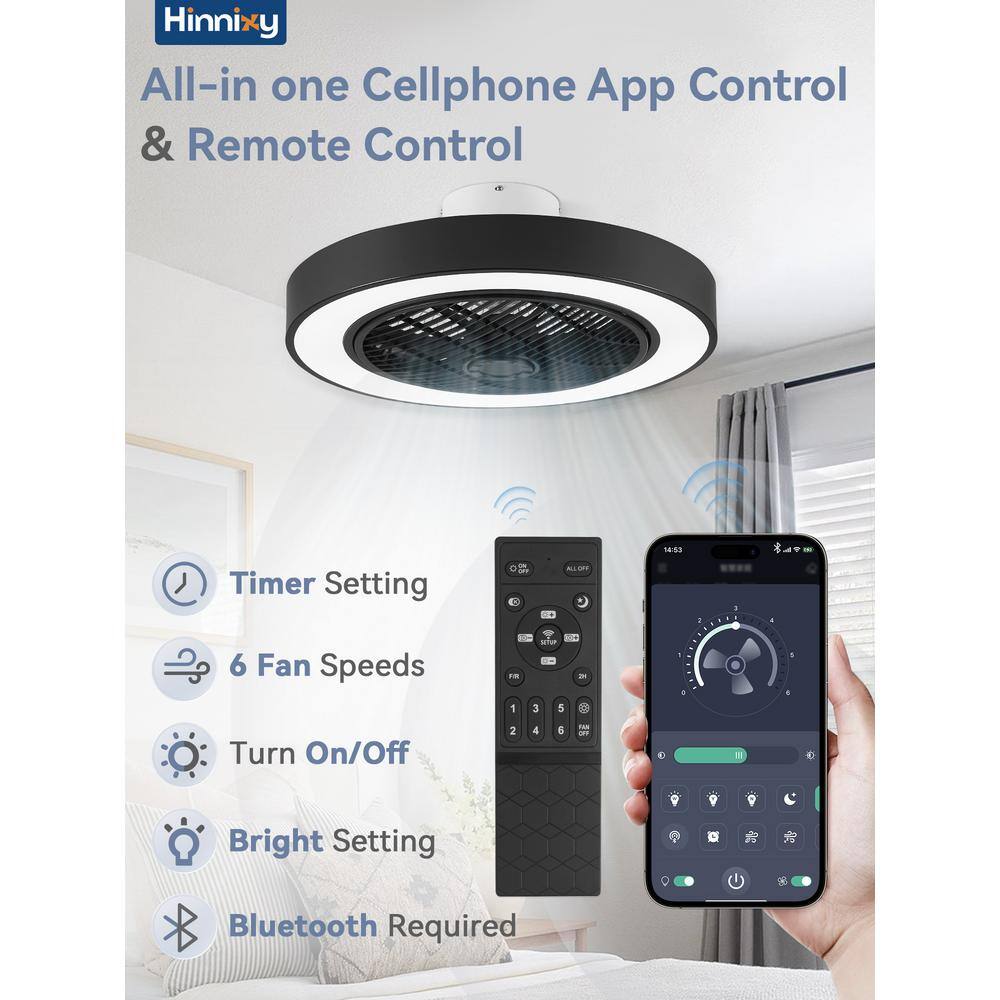 Black Low Profile LED Ceiling Fan with Remote and App Control