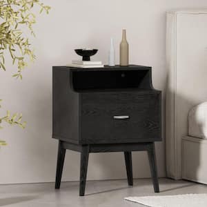 Starla 1-Drawer Black Nightstand