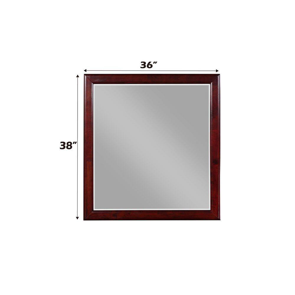 Louis Philippe 39'' Cherry Wood Rectangular Bedroom Mirror