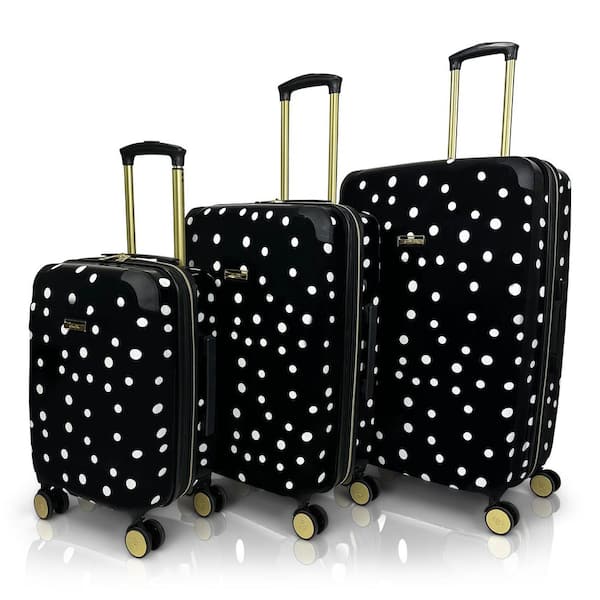 Jenni Chan Polka Dot 3-Piece Hardside Spinner Set JC107-ST3-BLK