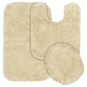 Serendipity Linen 21 in. x 34 in. Washable Bathroom 3-Piece Rug Set