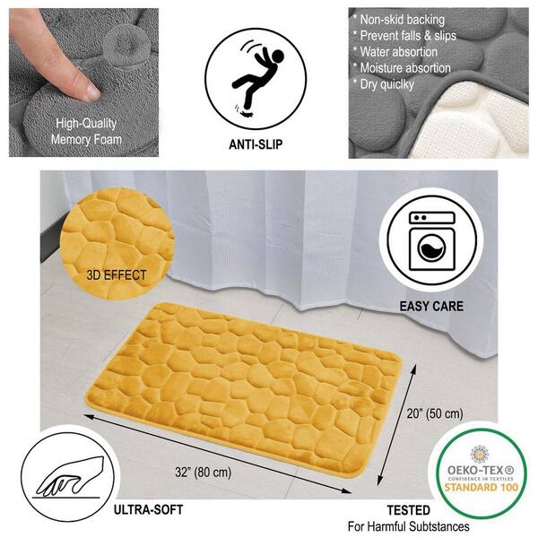 1pc Memory Sponge Bath Mat With Grid Pattern, Non-slip And