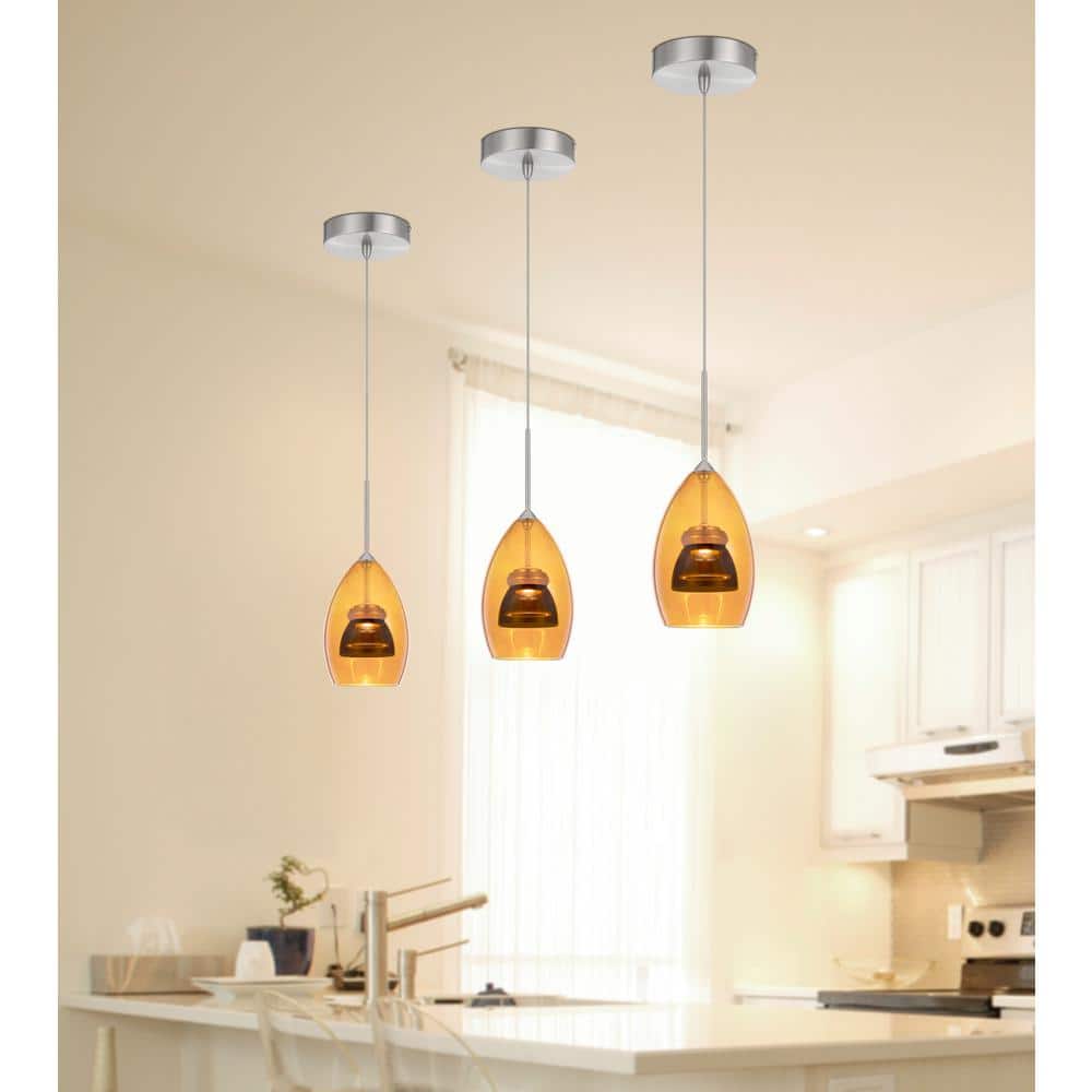 Amber and Smoke Glass LED Mini Pendant Light