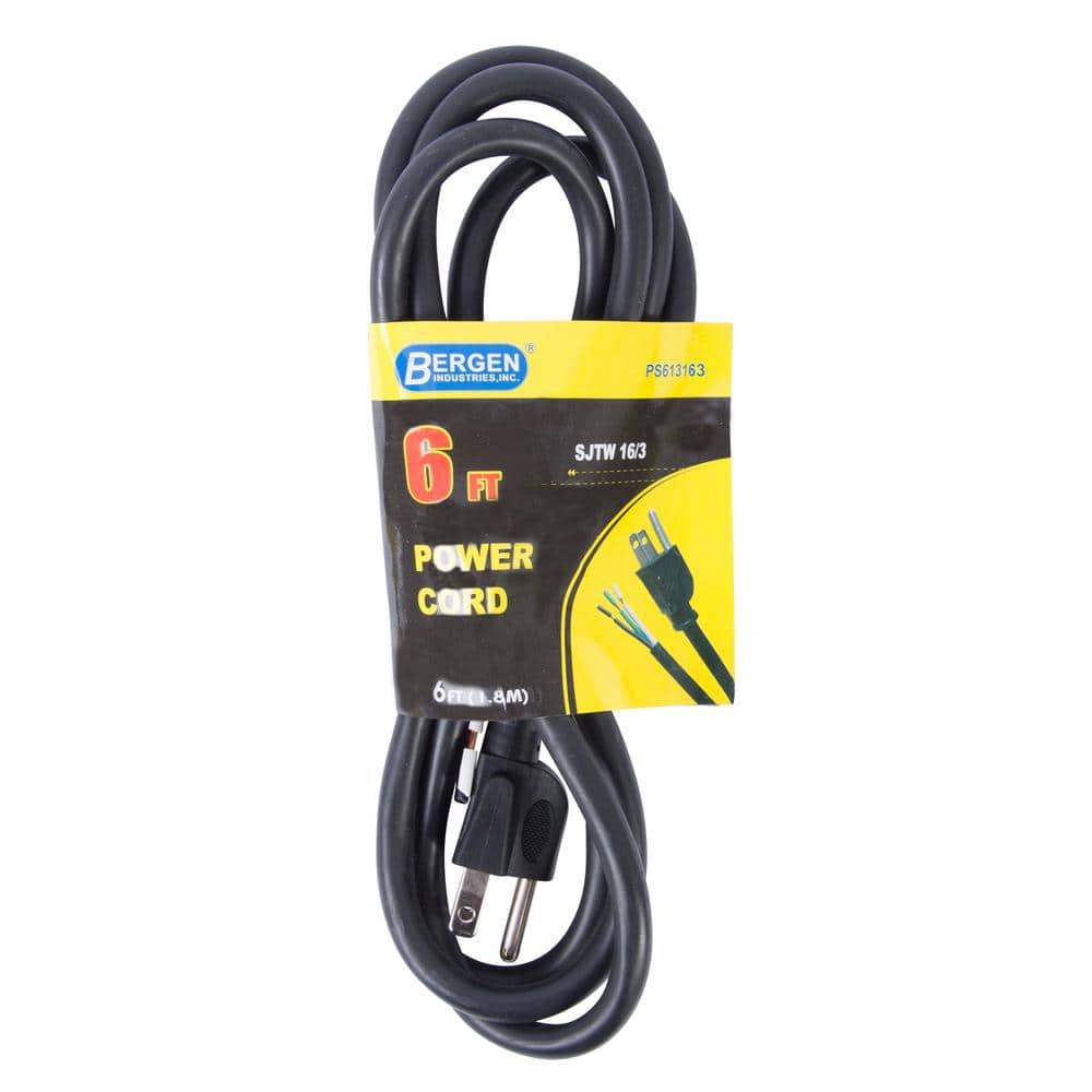 Bergen Industries 6 ft. 16/3 SJTW 3-Wire Appliance/Power Tool Cord PS613163  - The Home Depot